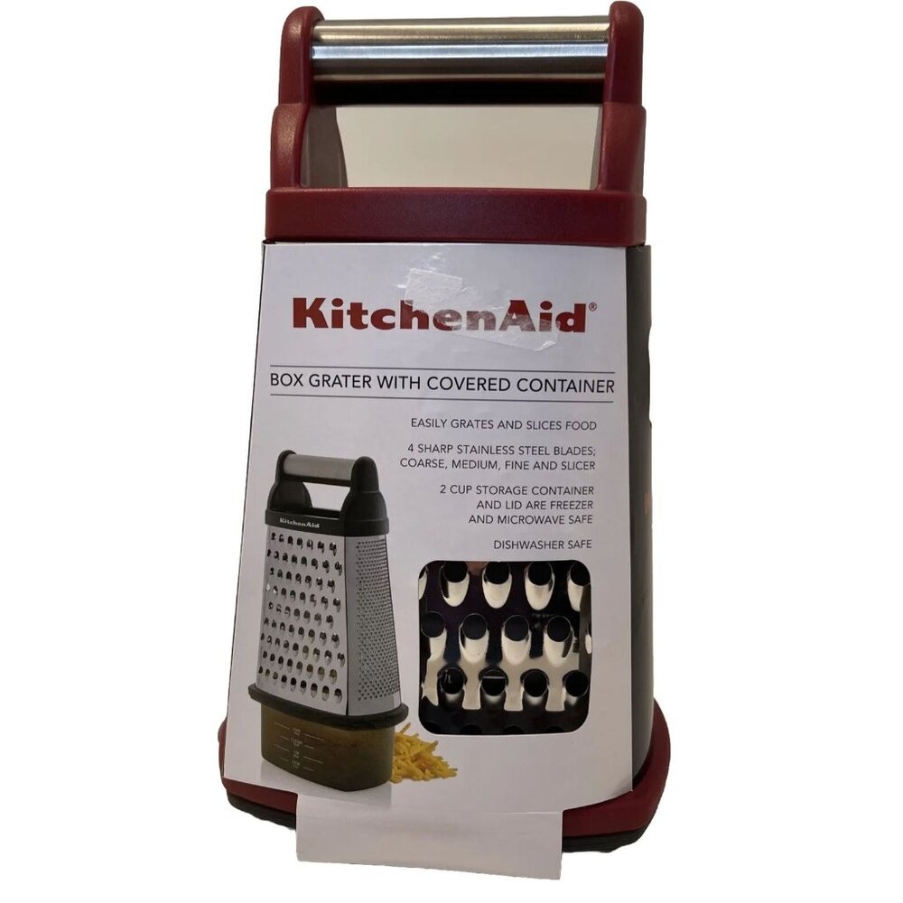 KitchenAid Box Grater With Covered Container Red Stainless Steel Empire Red